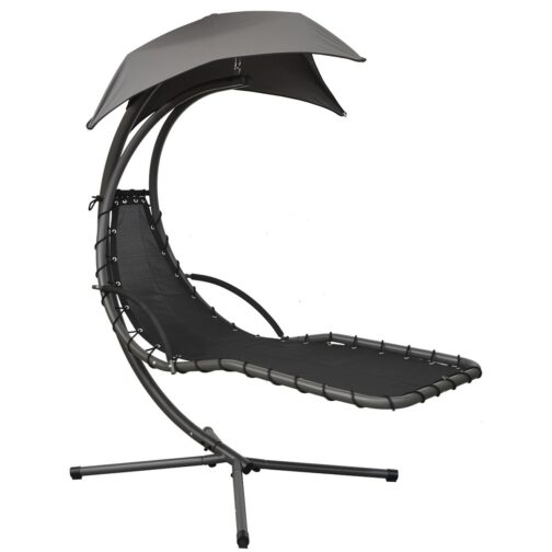 Huśtawka fotel wiszący z parasolem Lizbona szaro-turkusowa