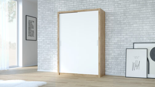 Szafa przesuwna VISTA 150 dąb artisan biały