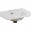Ryflowana szafka NORDIC CREMONA DĄB 60 cm z białą umywalką - Meble łazienkowe COMAD