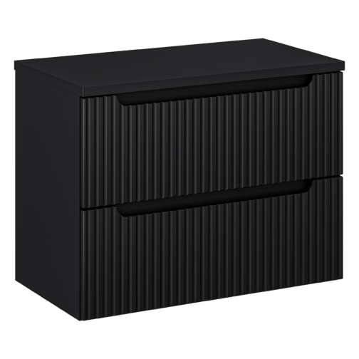 Ryflowana czarna szafka NOVA BLACK z blatem 82-80-2S- Meble łazienkowe COMAD