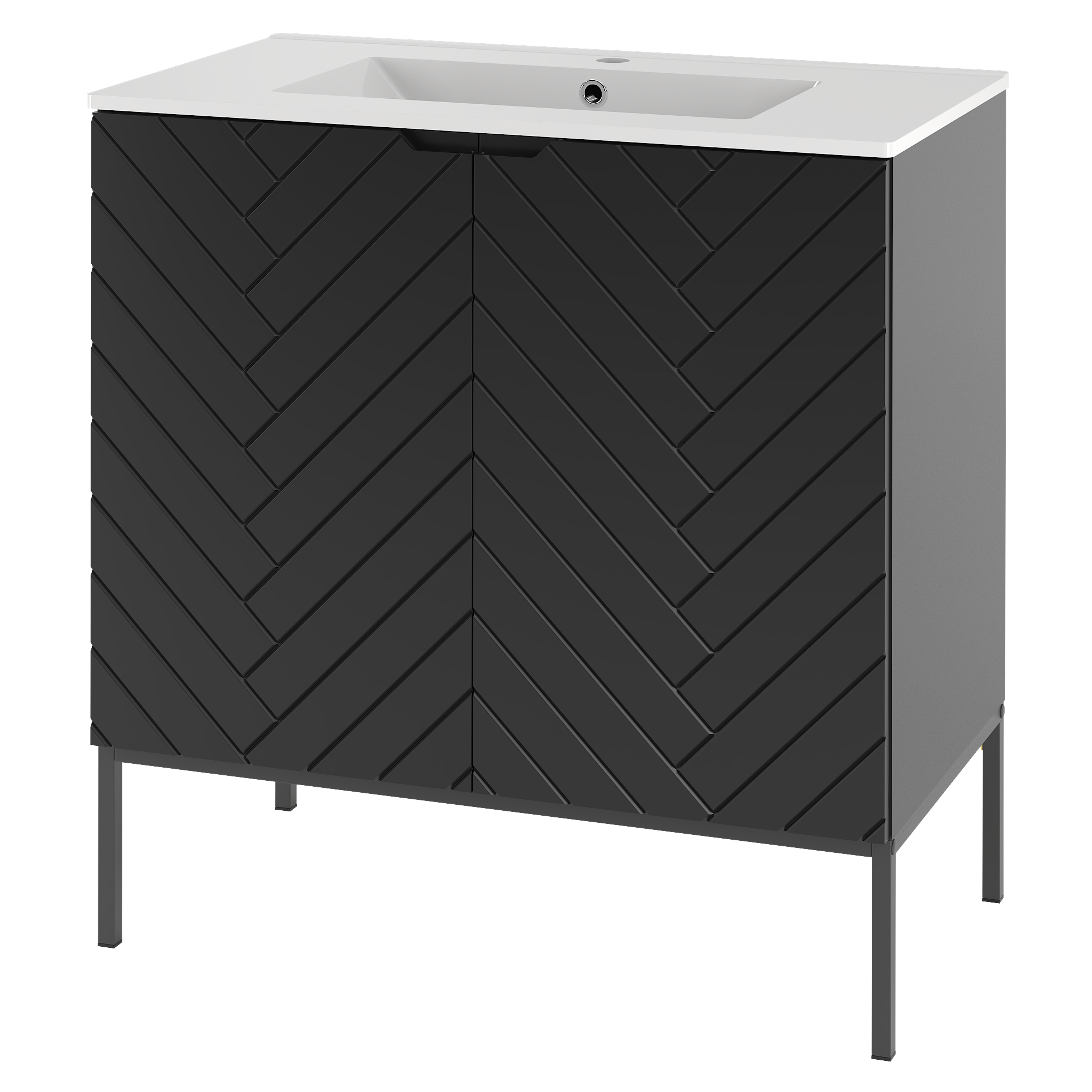 Szafka z umywalką ASPEN 80 cm czarne nóżki