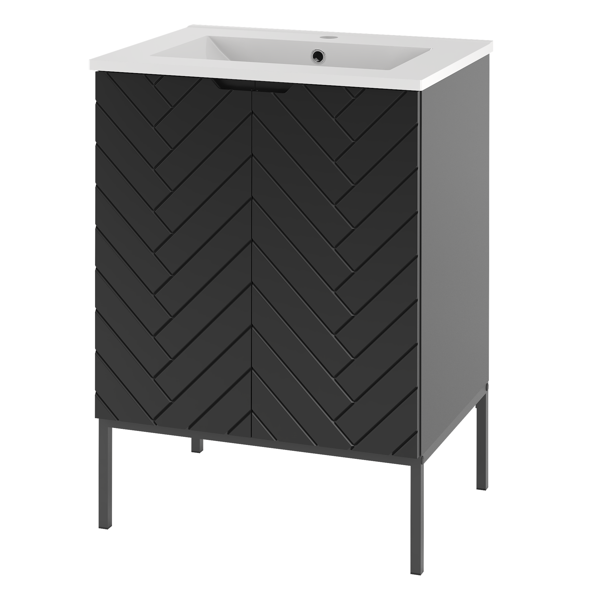 Szafka z umywalką ASPEN 60 cm czarne nóżki