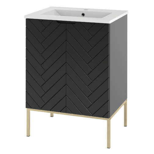 Szafka z umywalką ASPEN 60 cm złote nóżki - Meble łazienkowe MEGSTYL