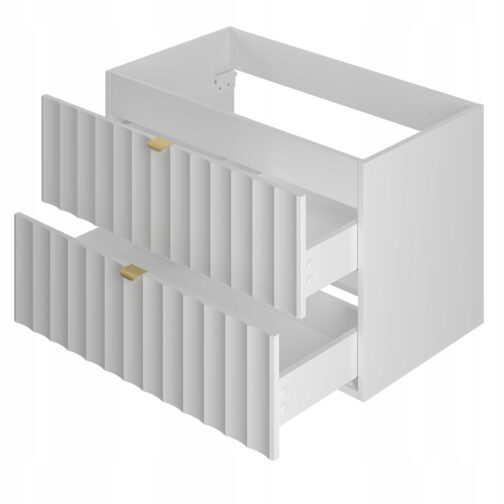 BIAŁA ryflowana szafka pod umywalkę 80 cm ARCOS-07-BM z szufladami - Meble łazienkowe MEGSTYL