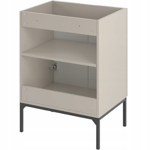 Kaszmirowa ryflowana szafka pod umywalkę 60 cm ASPEN-09-CAS czarne nóżki - meble łazienkowe MEGSTYL