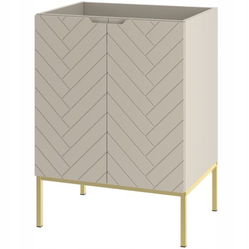 Kaszmirowa ryflowana szafka pod umywalkę 60 cm ASPEN-09-CAS złote nóżki - Meble łazienkowe MEGSTYL