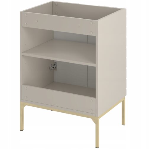 Kaszmirowa ryflowana szafka pod umywalkę 60 cm ASPEN-09-CAS złote nóżki - Meble łazienkowe MEGSTYL