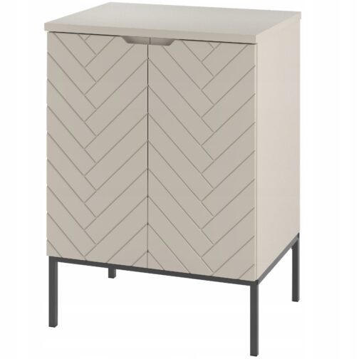 Kaszmirowa ryflowana szafka z blatem 60 cm ASPEN-09-CAS czarne nóżki - Meble łazienkowe MEGSTYL
