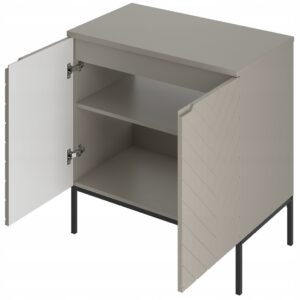 Kaszmirowa ryflowana szafka z blatem 80 cm ASPEN-08 czarne nóżki - Meble łazienkowe MEGSTYL