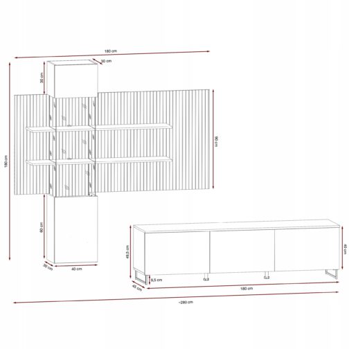 Meblościanka GUSTO LUX A 280 cm - Meble systemowe ASM