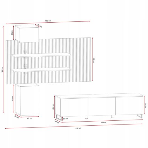 Meblościanka GUSTO PW A 280 cm - Meble systemowe ASM