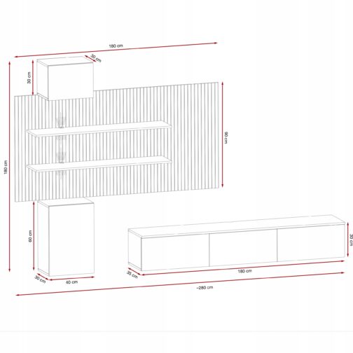 Meblościanka GUSTO PW B 280 cm - Meble systemowe ASM