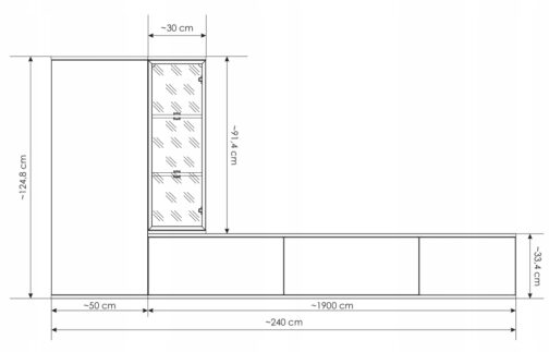 Nowoczesna MEBLOŚCIANKA CLARE 240 cm - Meble systemowe ASM