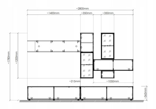 Nowoczesna MEBLOŚCIANKA CRUZ 280 cm - Meble systemowe ASM