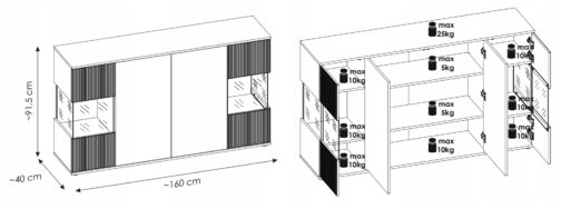 Pojemna komoda CATALINA 160 cm - meble systemowe ASM