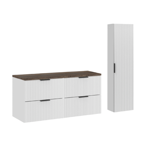 Zestaw z szafkami i słupkiem ADEL WHITE 120 cm - Meble łazienkowe COMAD