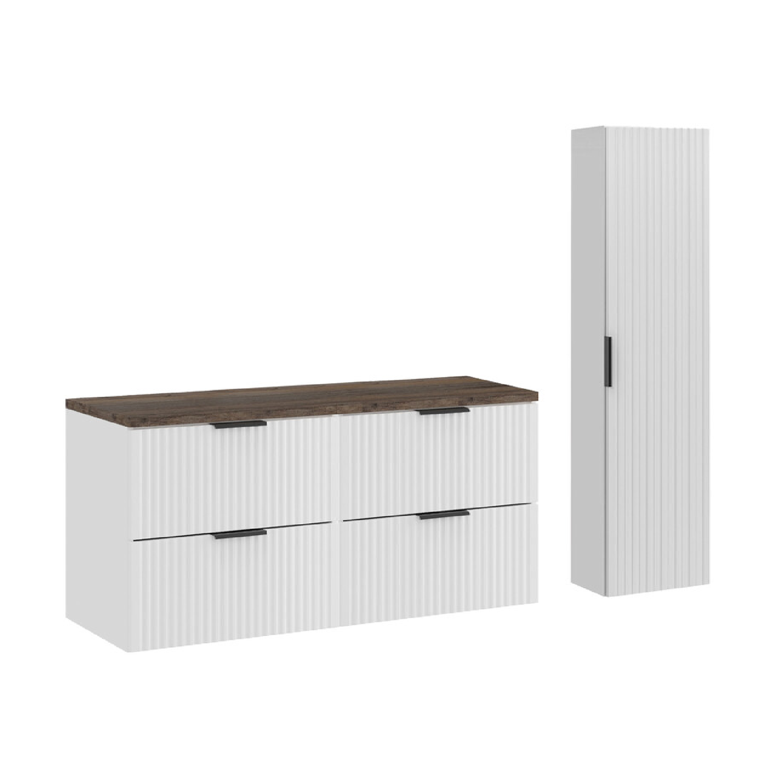 Zestaw z szafkami i słupkiem ADEL WHITE 120 cm