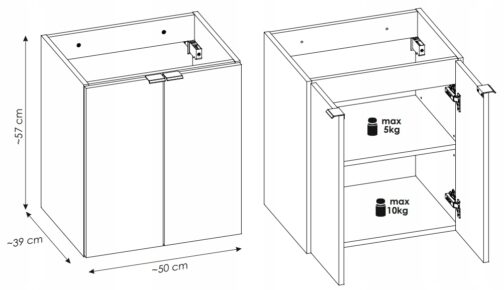 Szafka pod umywalkę NOVA OAK 82-50-2D -Meble łazienkowe COMAD