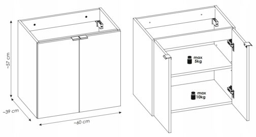 Szafka pod umywalkę NOVA OAK 82-60-2D - Meble łazienkowe COMAD