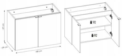 Szafka pod umywalkę NOVA OAK 82-80-2D - Meble łazienkowe COMAD