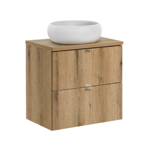 Szafka pod umywalkę 60 cm NOVA OAK 82-60-2S z blatem i umywalką WIKI - Meble łazienkowe COMAD