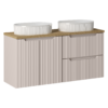KASZMIROWA ryflowana szafka NOVA CASHMERE z umywalkami i blatem 120 cm OAK - Meble łazienkowe COMAD