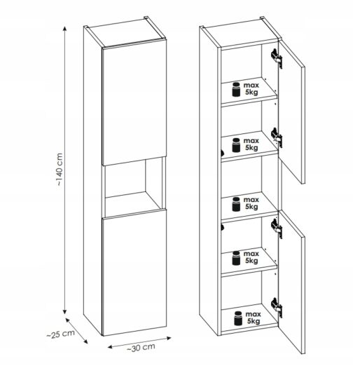 Wysoki słupek NOVA OAK 80-03 - Meble łazienkowe COMAD