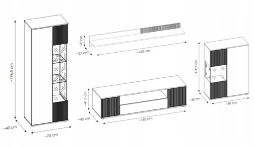 Zestaw mebli CATALINA z szafką RTV 160 cm - Meble systemowe ASM