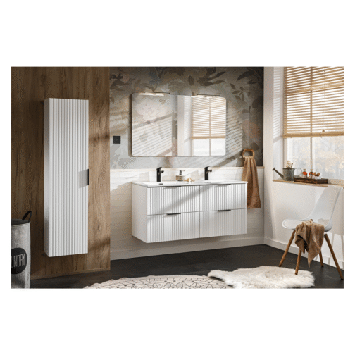 Zestaw z szafką i słupkiem ADEL WHITE 120 cm - Meble łazienkowe COMAD