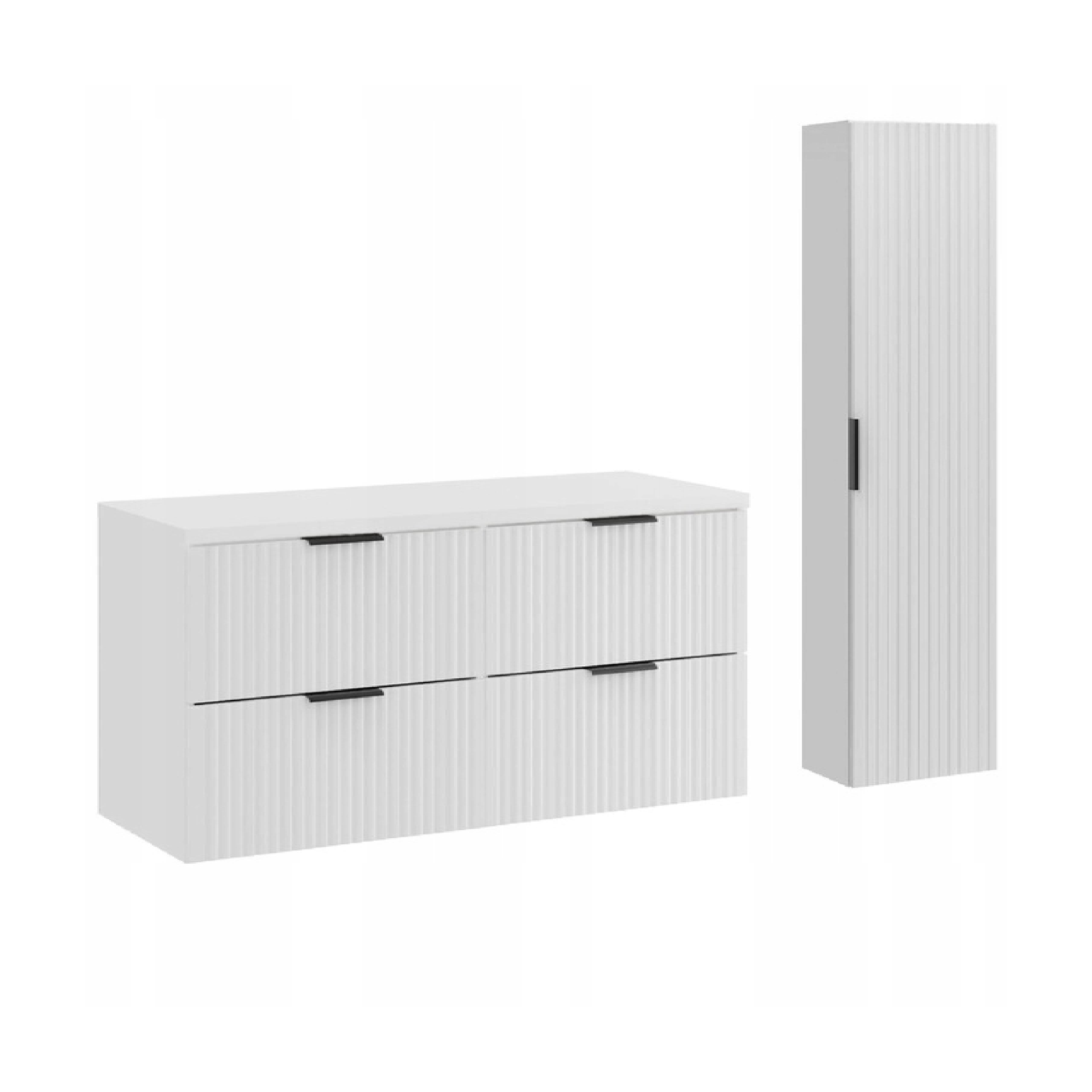 Zestaw z szafkami i słupkiem ADEL WHITE 120 cm