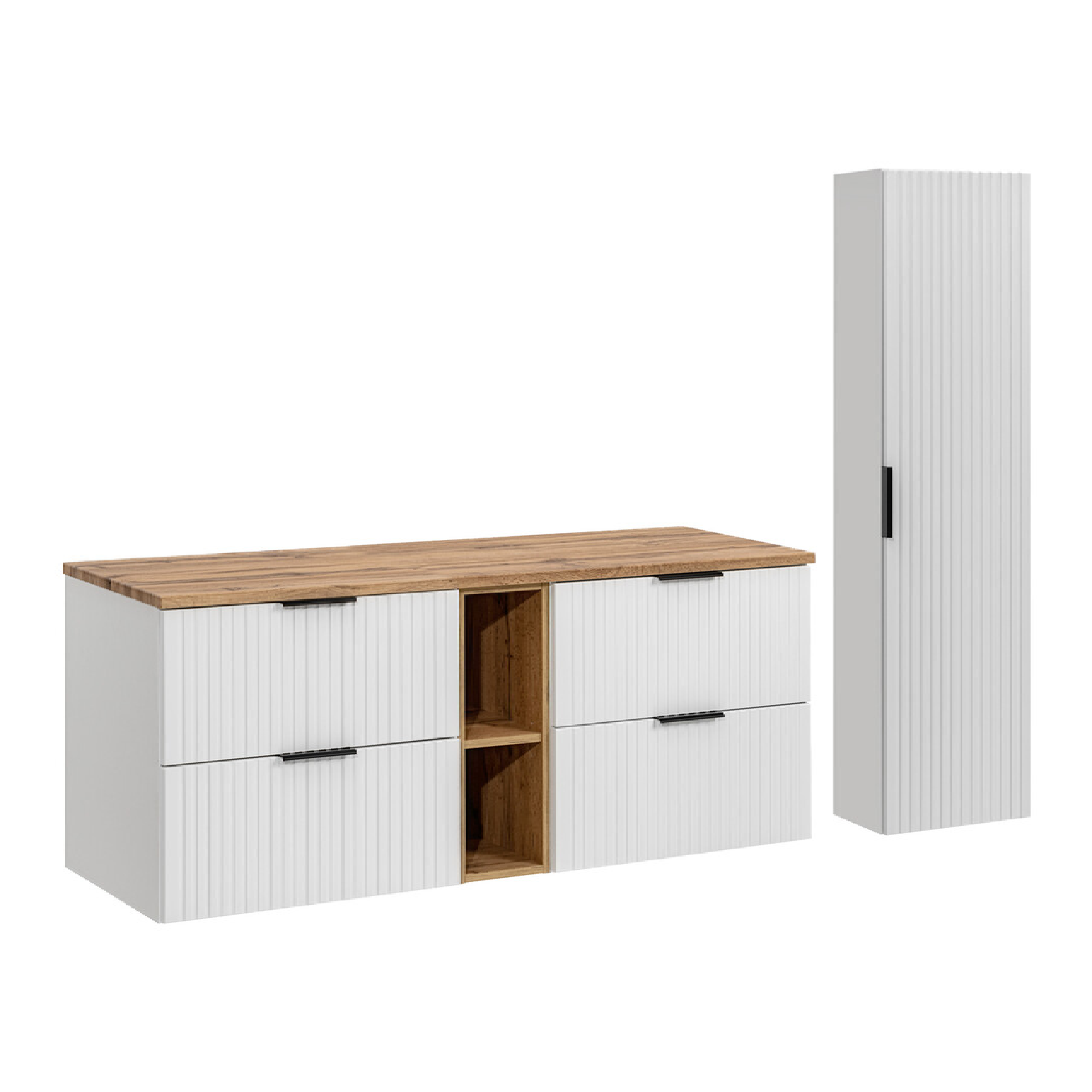 Zestaw z szafką i słupkiem ADEL WHITE 140 cm