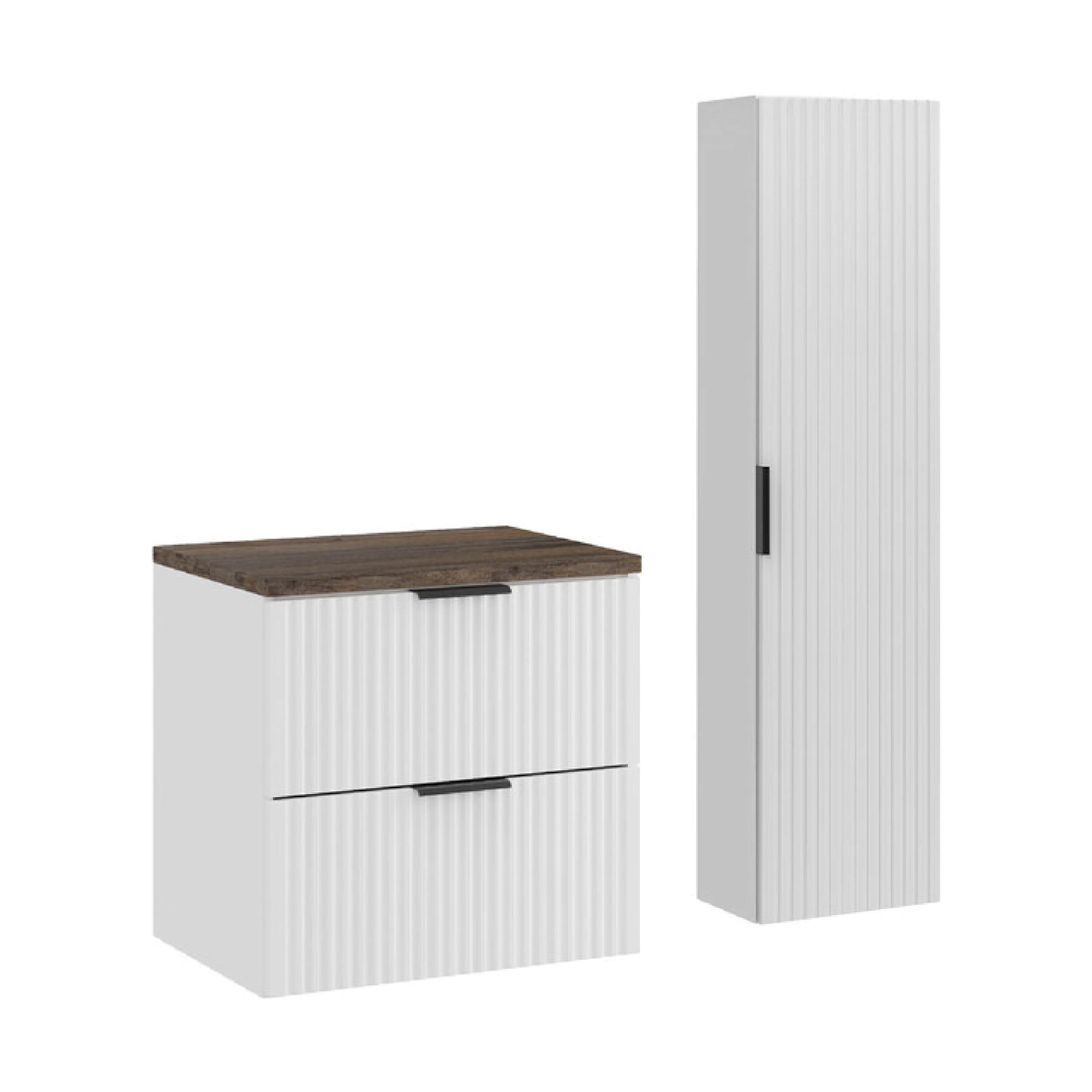 Zestaw z szafką i słupkiem ADEL WHITE 60 cm