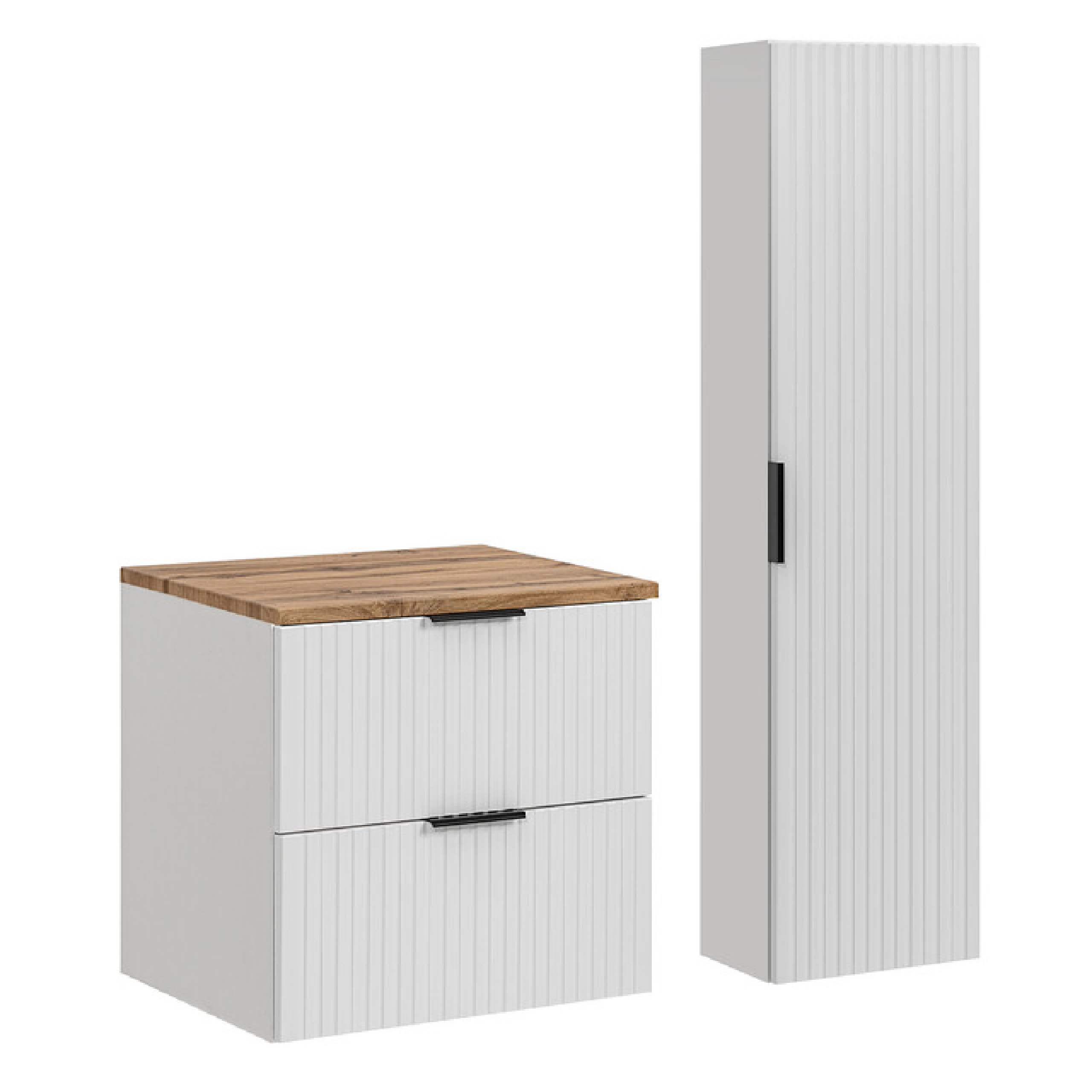 Zestaw z szafką i słupkiem ADEL WHITE 60 cm