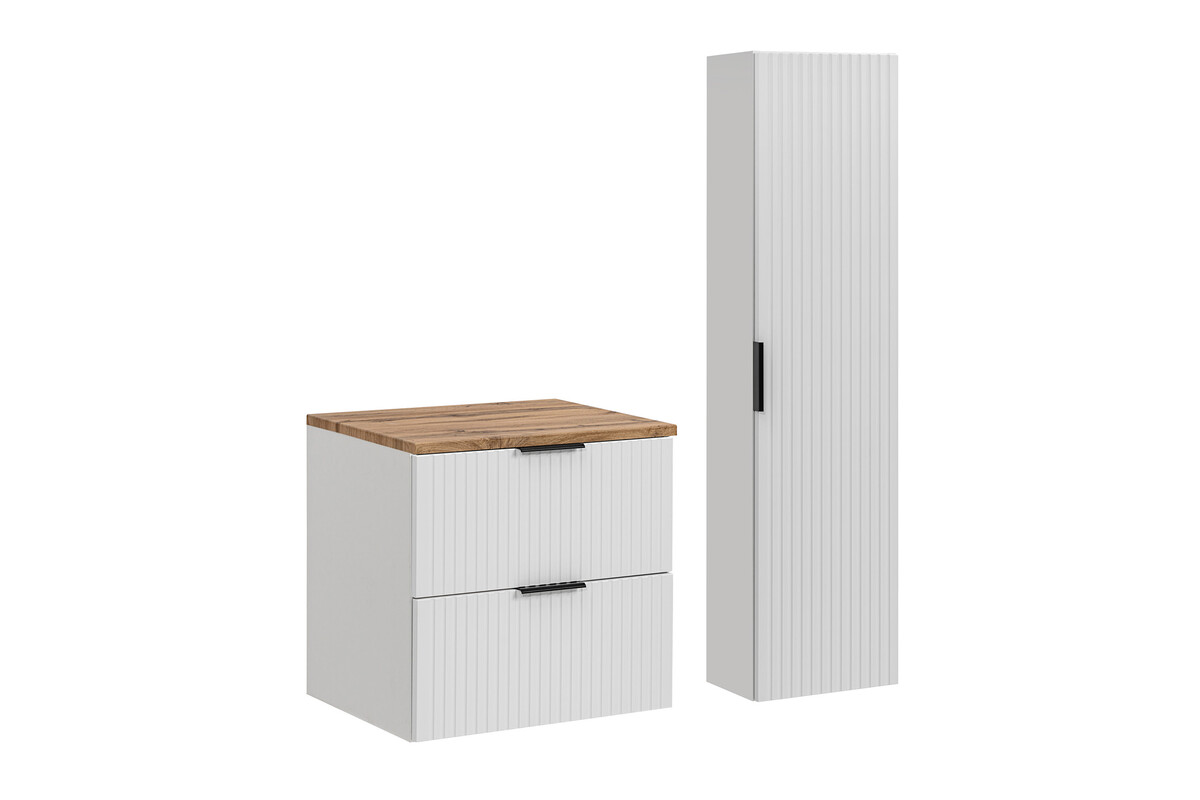 Zestaw z szafką i słupkiem ADEL WHITE 60 cm