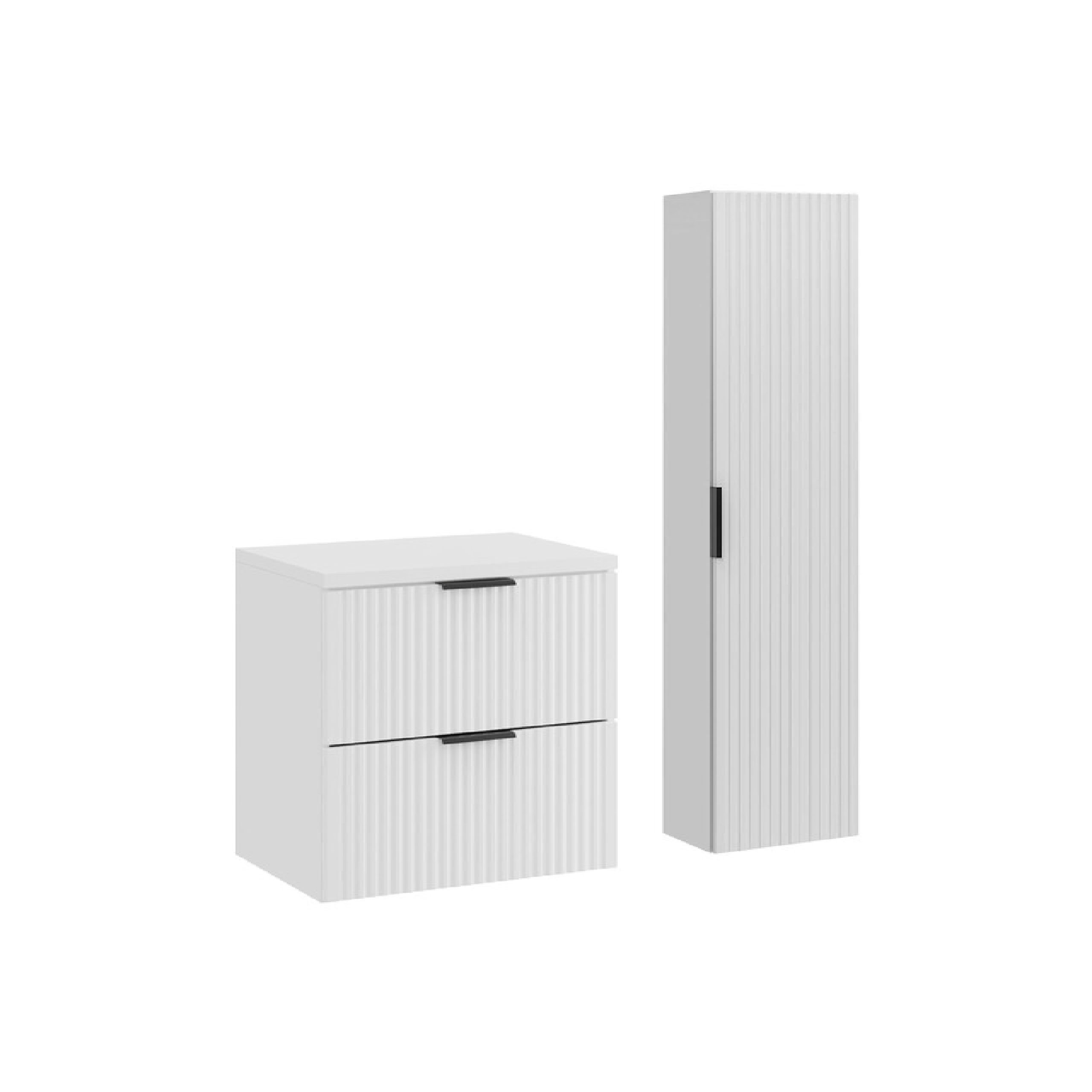 Zestaw z szafką i słupkiem ADEL WHITE 60 cm