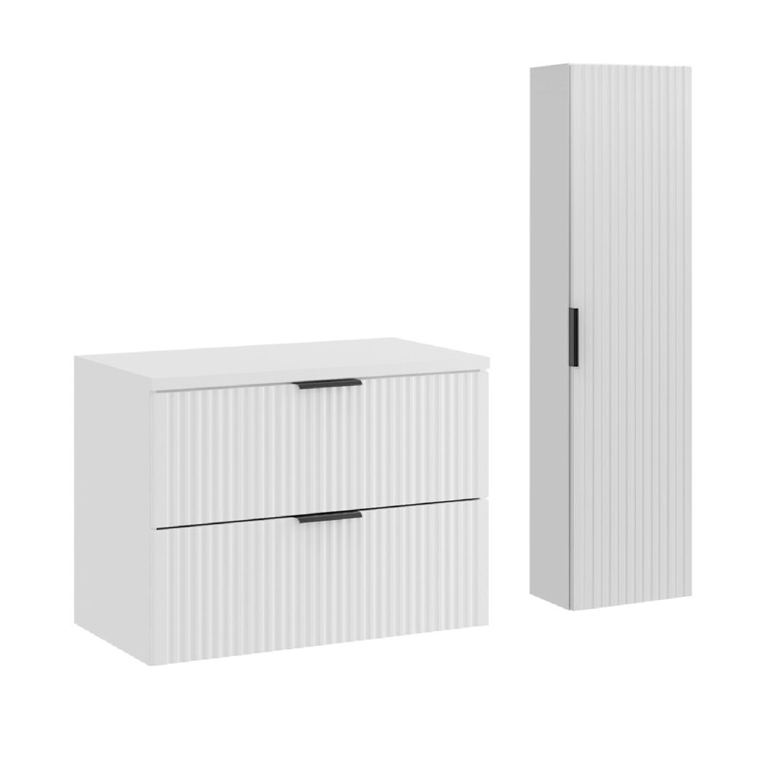 Zestaw z szafką i słupkiem ADEL WHITE 80 cm