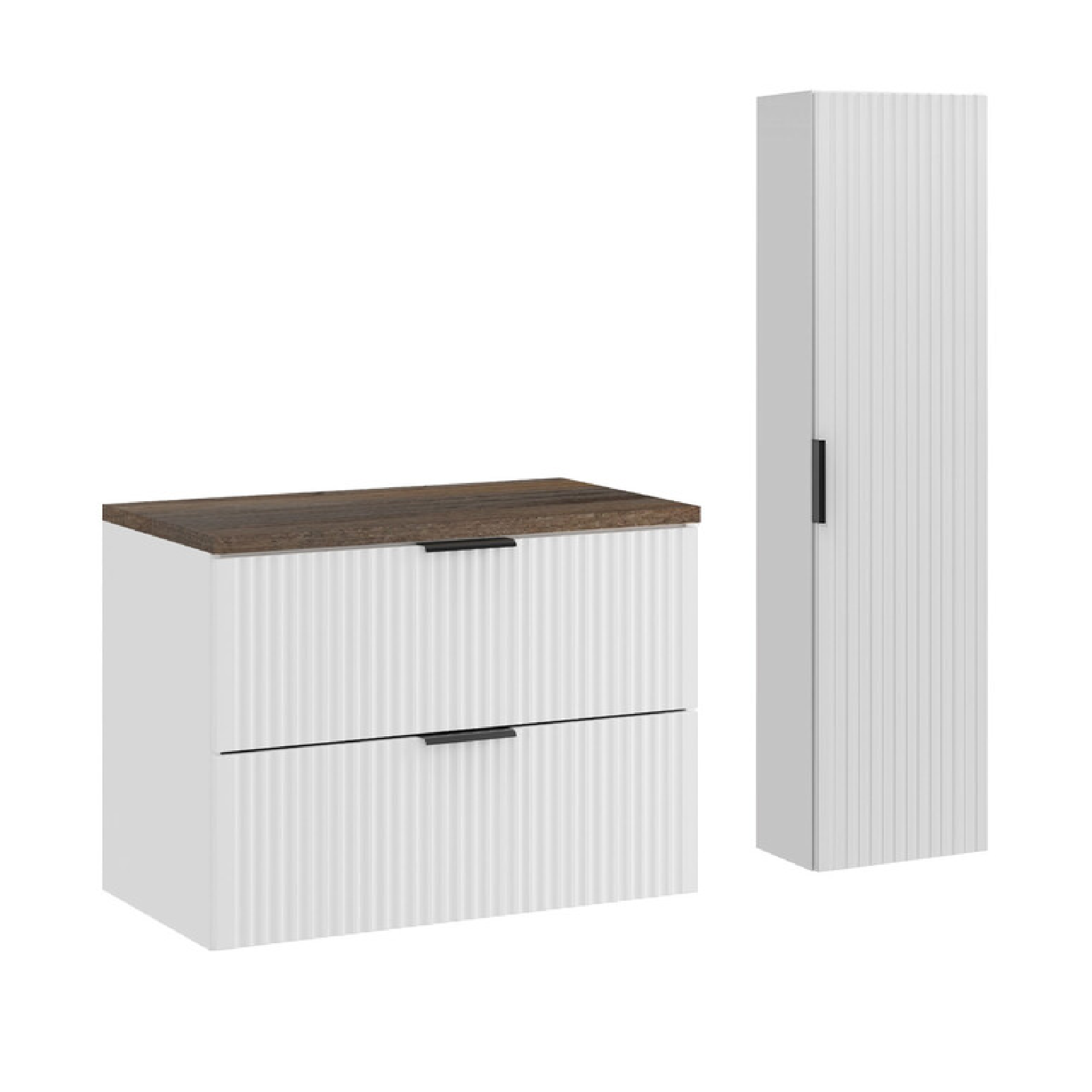 Zestaw z szafką i słupkiem ADEL WHITE 80 cm