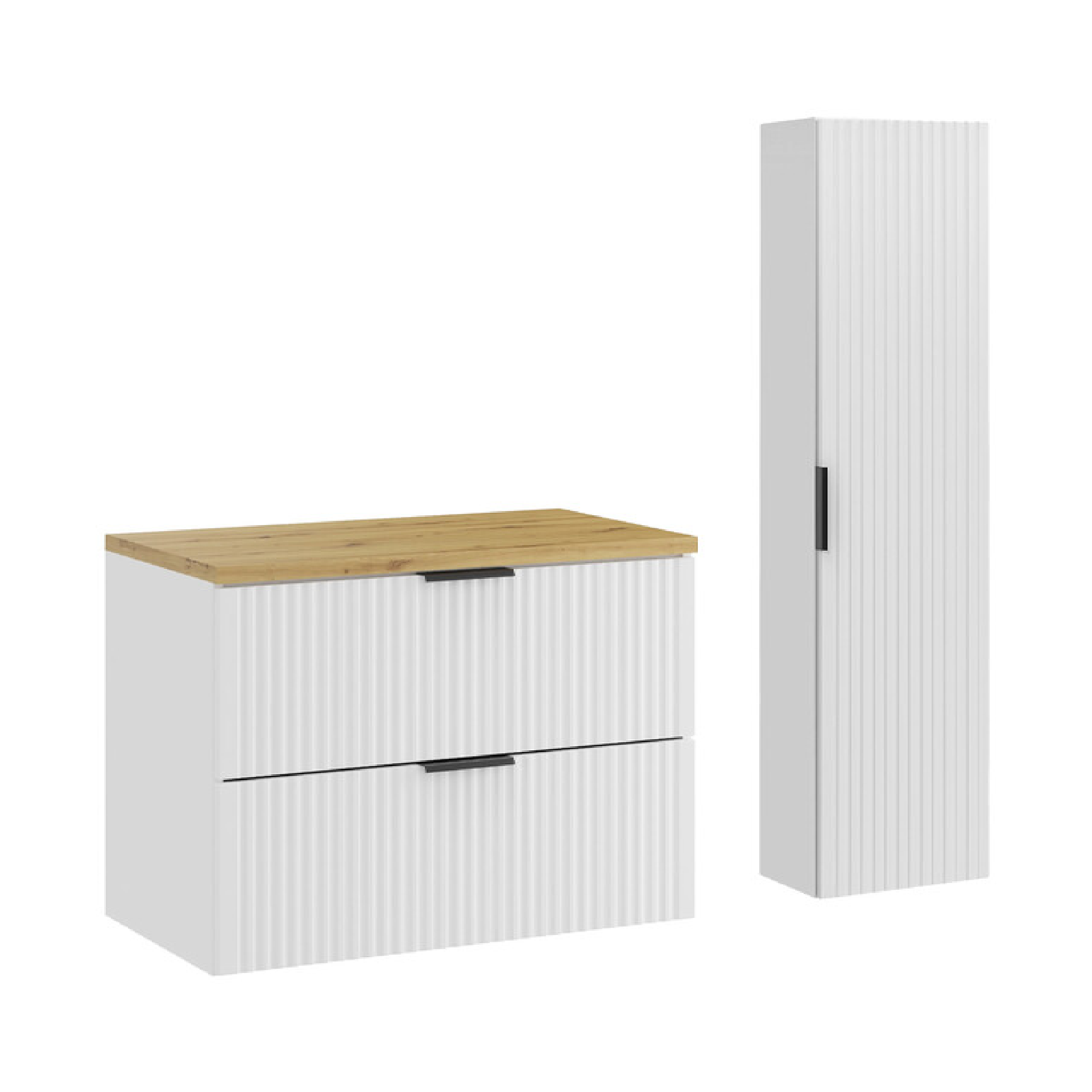 Zestaw z szafką i słupkiem ADEL WHITE 80 cm