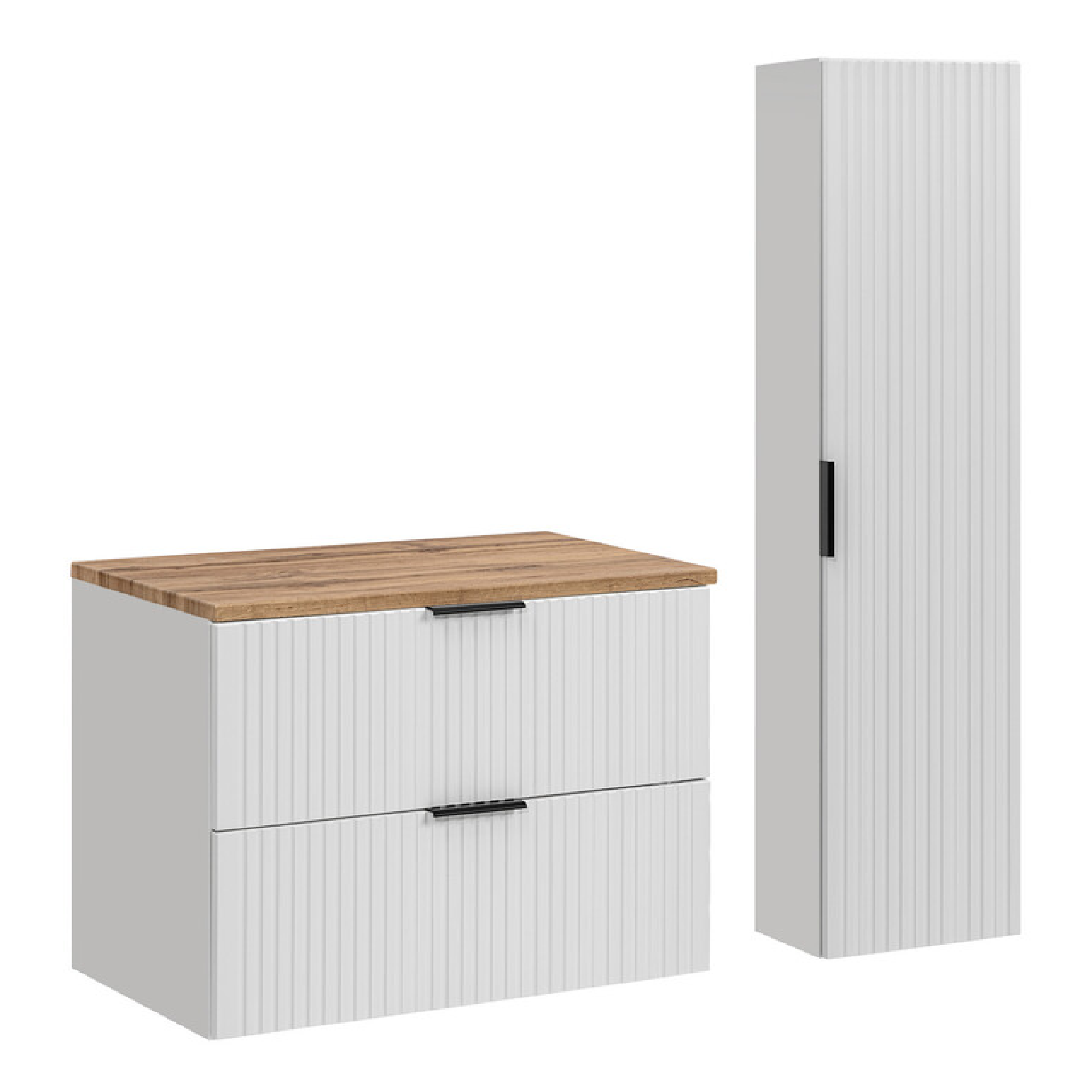Zestaw z szafką i słupkiem ADEL WHITE 80 cm