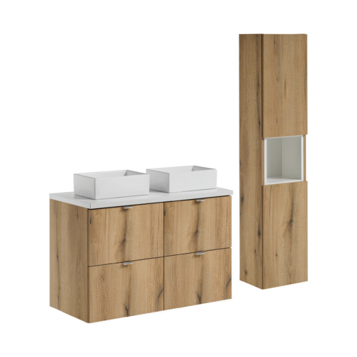 Zestaw z szafką i słupkiem NOVA OAK 100 cm - Meble łazienkowe COMAD