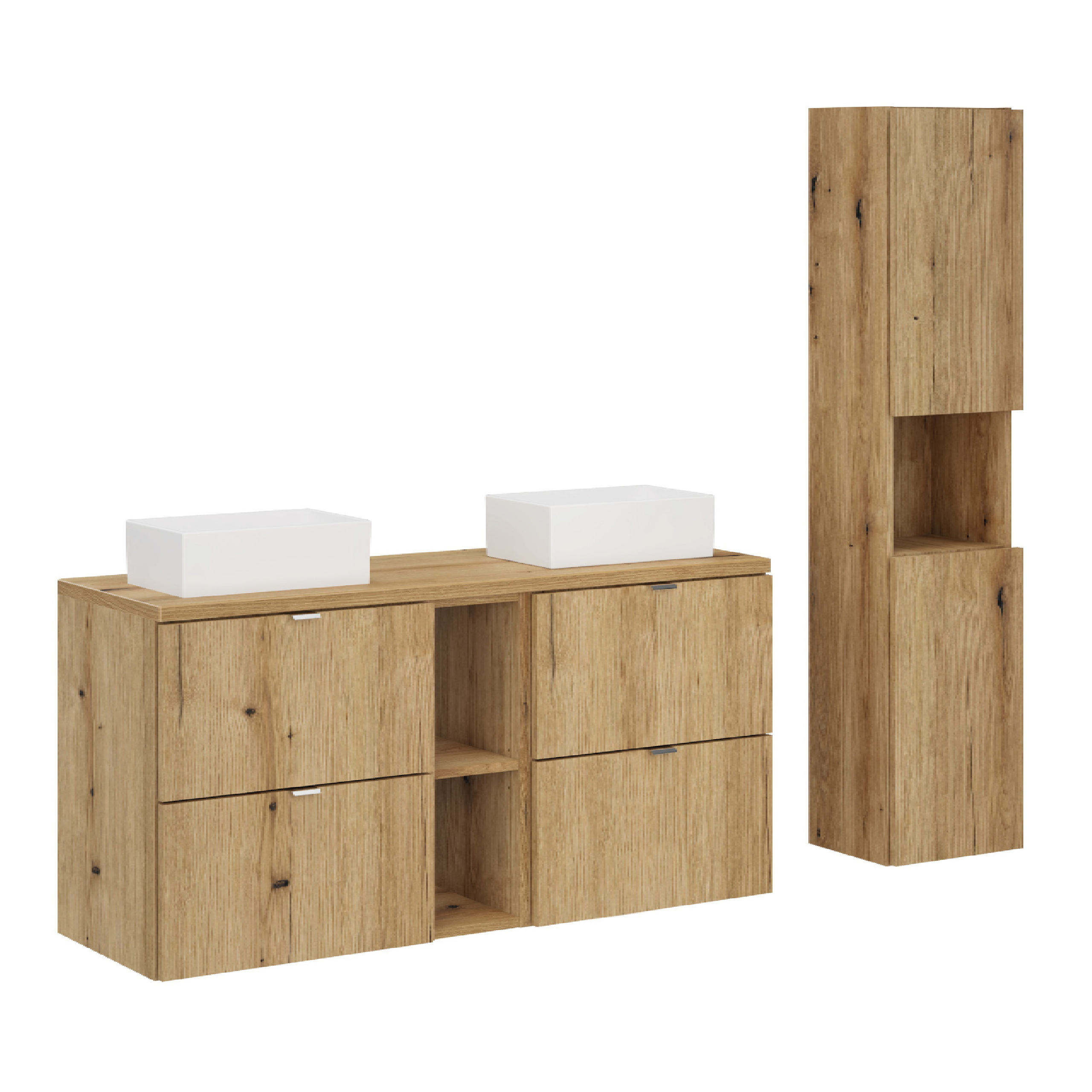 Zestaw z szafką i słupkiem NOVA OAK 120 cm