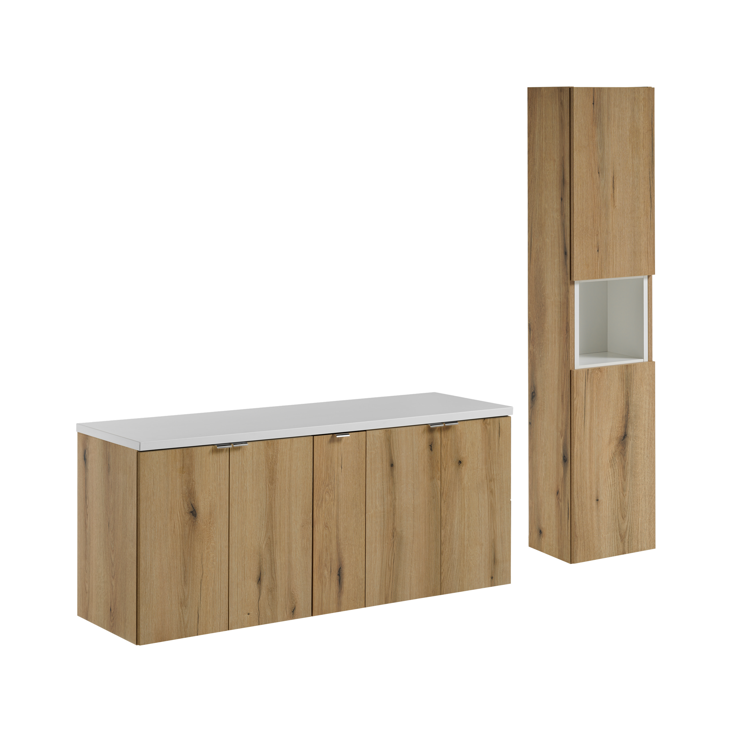 Zestaw z szafką i słupkiem NOVA OAK 140 cm