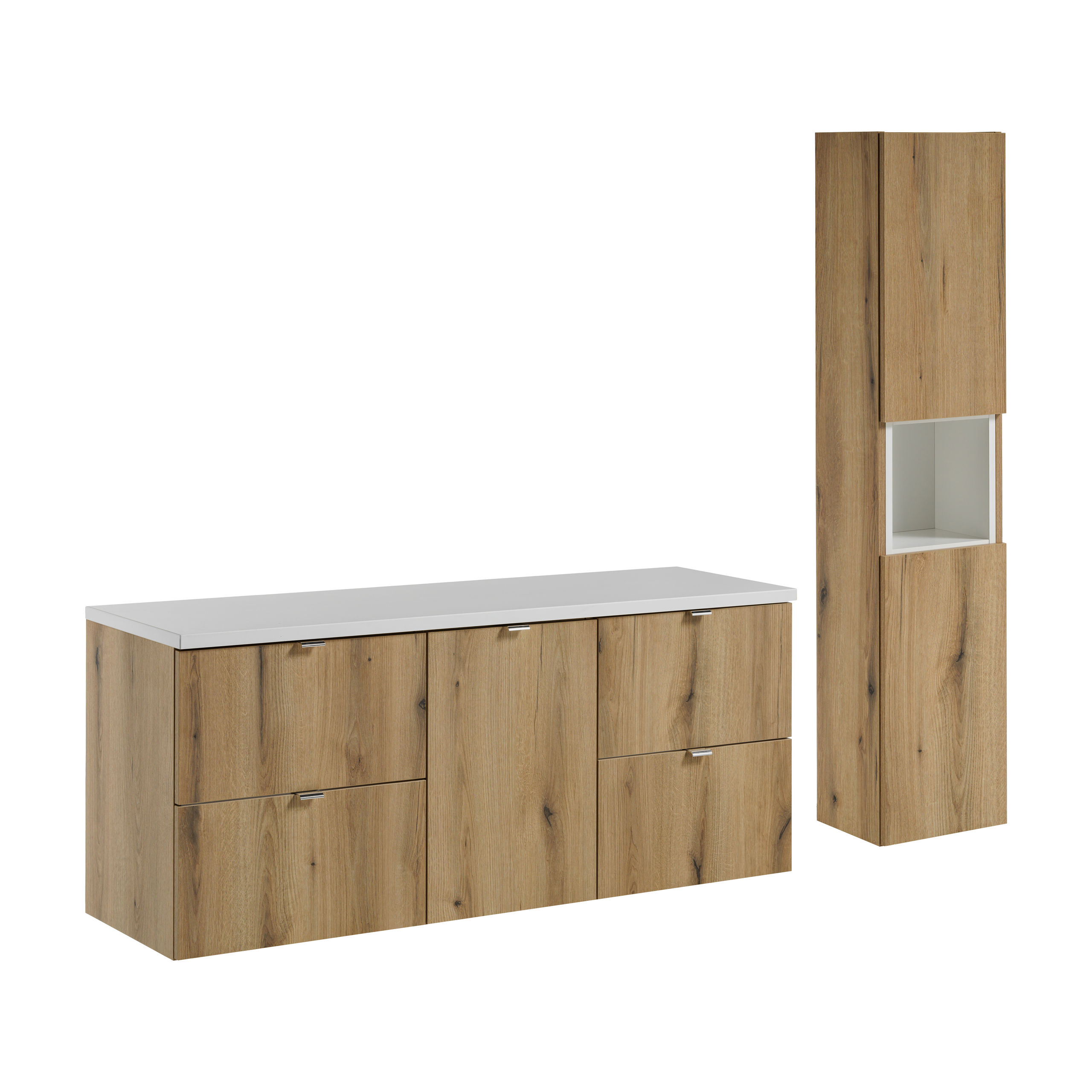 Zestaw z szafką i słupkiem NOVA OAK 140 cm
