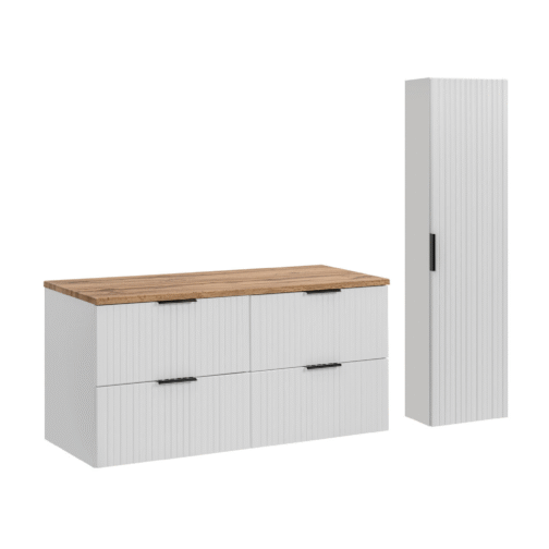 Zestaw z szafkami i słupkiem ADEL WHITE 120 cm - Meble łazienkowe COMAD