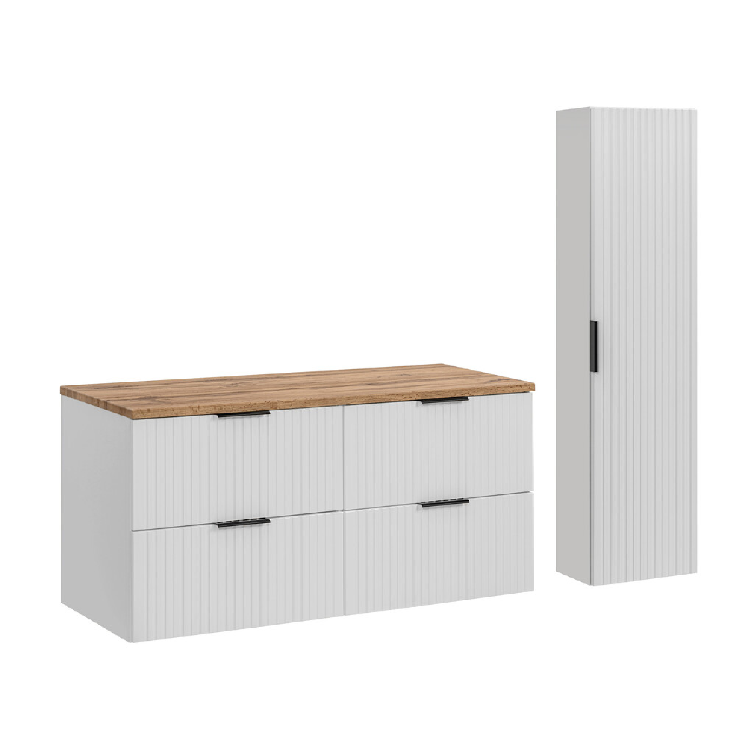 Zestaw z szafkami i słupkiem ADEL WHITE 120 cm