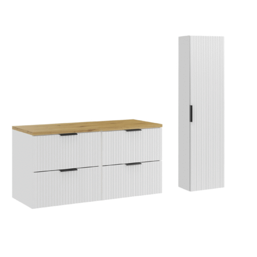 Zestaw z szafkami i słupkiem ADEL WHITE 120 cm - Meble łazienkowe COMAD