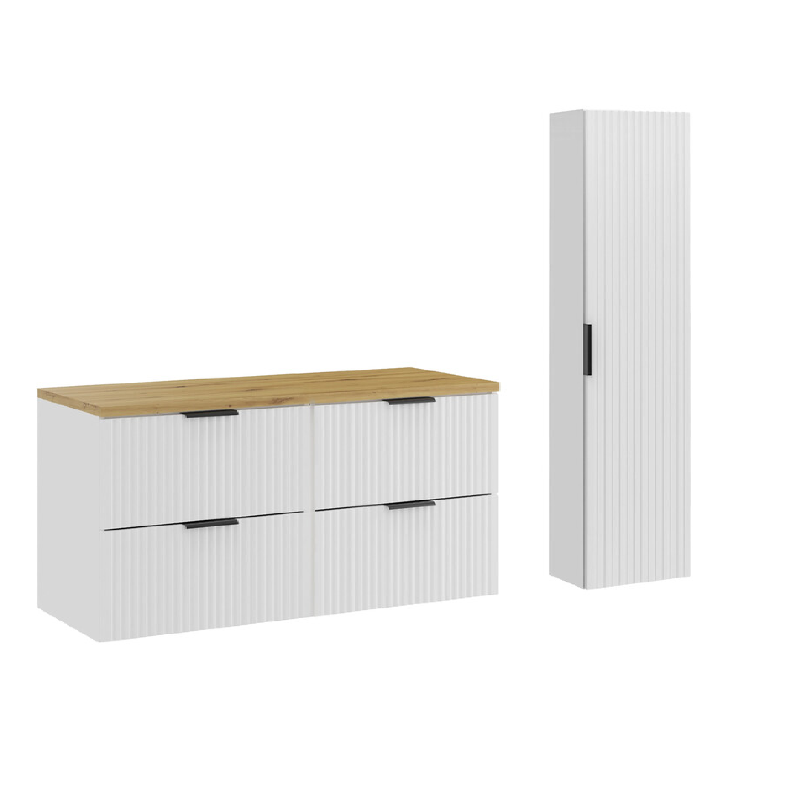 Zestaw z szafkami i słupkiem ADEL WHITE 120 cm