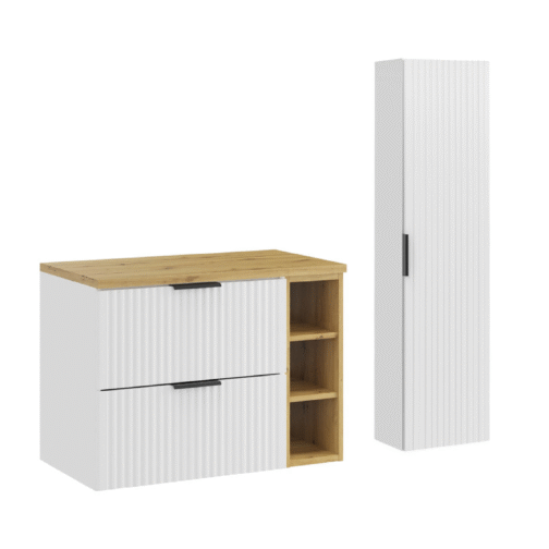 Zestaw z szafkami i słupkiem ADEL WHITE 80 cm - Meble łazienkowe COMAD
