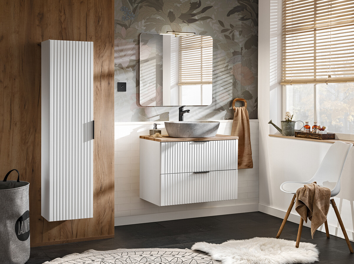 Zestaw z szafkami i słupkiem ADEL WHITE 80 cm - Meble łazienkowe COMAD