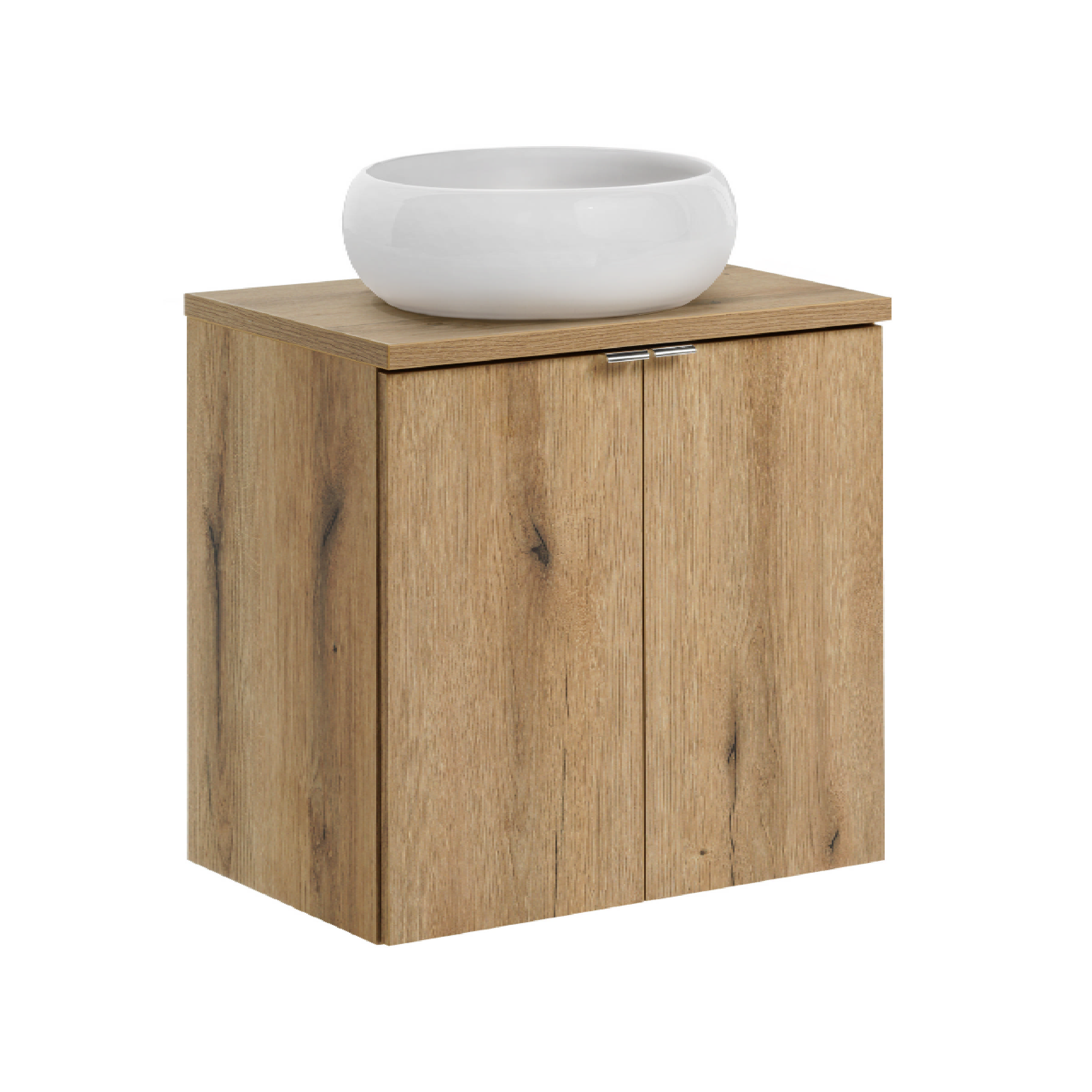 Szafka pod umywalkę 60 cm NOVA OAK 82-60-2D z blatem i umywalką WIKI - Meble łazienkowe COMAD